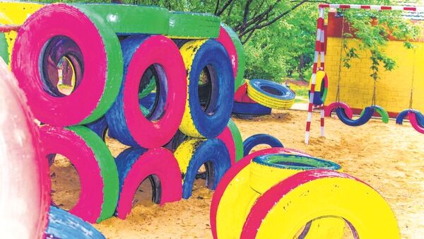 Old tyres get a second run in playgrounds